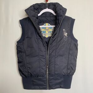 Gersemi Reversible Down Filled Puffer Vest Quiet Luxury Equestrian Blue Size S